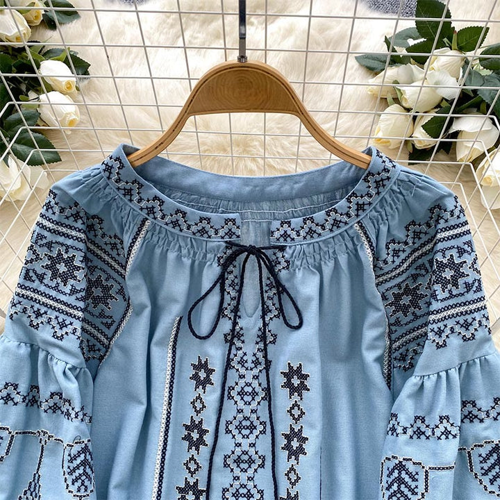 Olivenorma Boho Style Democratic Embroidery Women's Shirt - image 5