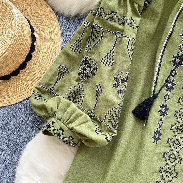 Olivenorma Boho Style Democratic Embroidery Women's Shirt - image 10