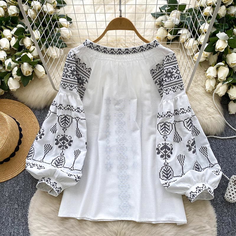 Olivenorma Boho Style Democratic Embroidery Women's Shirt - image 17