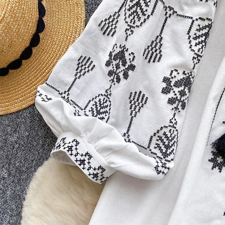 Olivenorma Boho Style Democratic Embroidery Women's Shirt - image 20