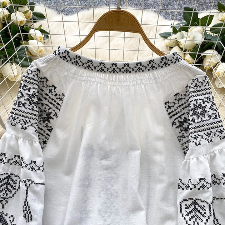 Olivenorma Boho Style Democratic Embroidery Women's Shirt - image 19