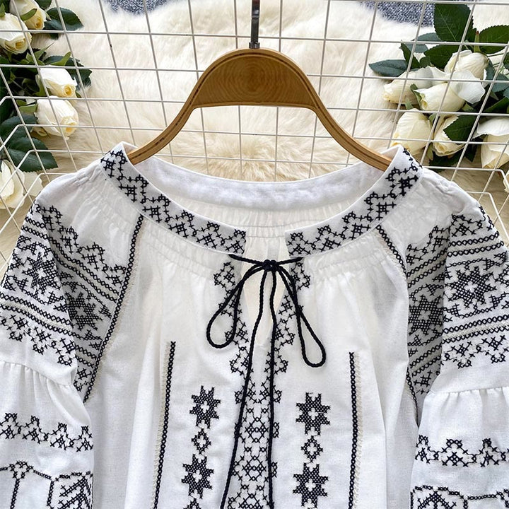 Olivenorma Boho Style Democratic Embroidery Women's Shirt - image 18