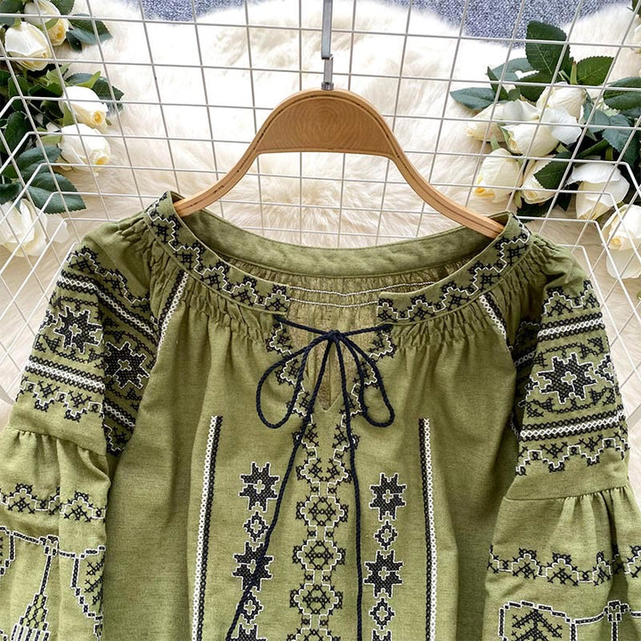 Olivenorma Boho Style Democratic Embroidery Women's Shirt - image 9