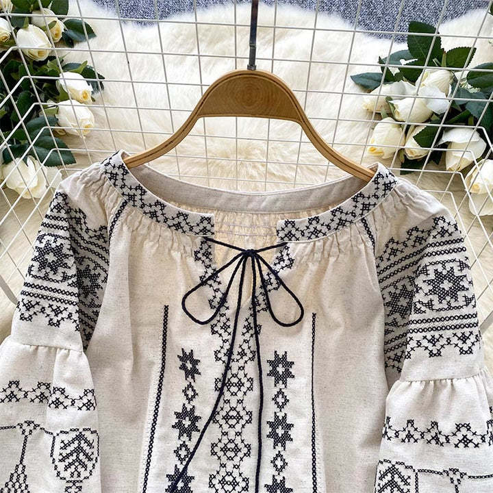 Olivenorma Boho Style Democratic Embroidery Women's Shirt - image 13