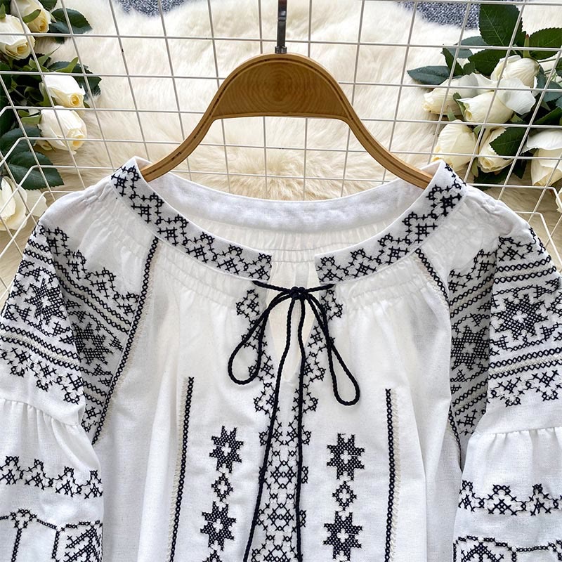 Olivenorma Boho Style Democratic Embroidery Women's Shirt - image 18