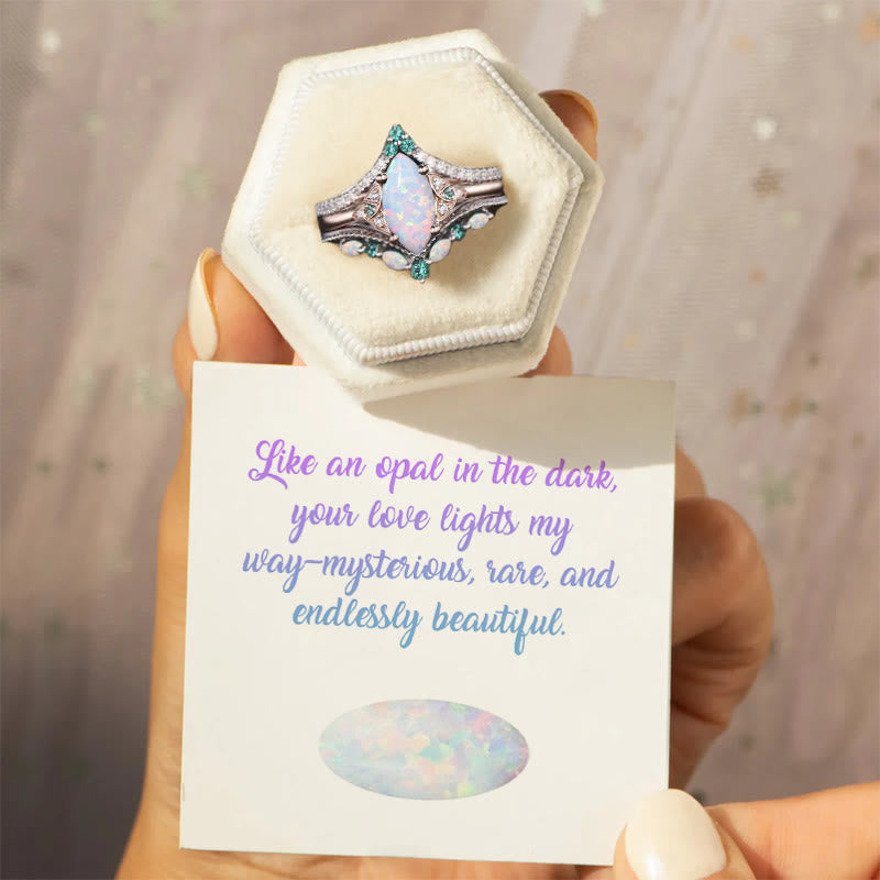Olivenorma Eternal Glow Opal Promise Ring Set - image 0