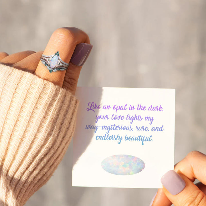 Olivenorma Eternal Glow Opal Promise Ring Set - image 2