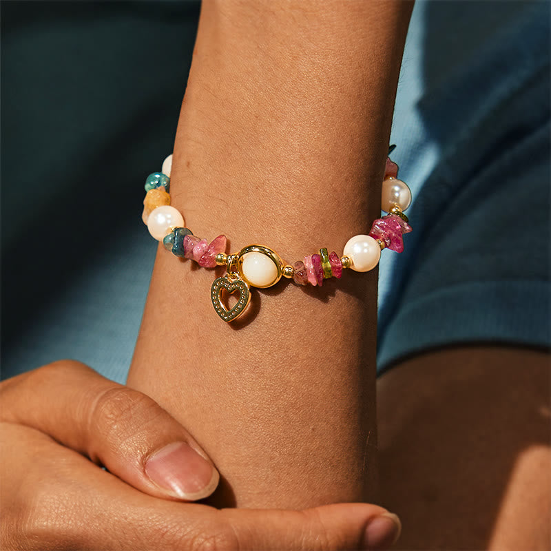 Olivenorma "Heart to Heart Bond" Tourmaline & Pearl Bracelet - image 3