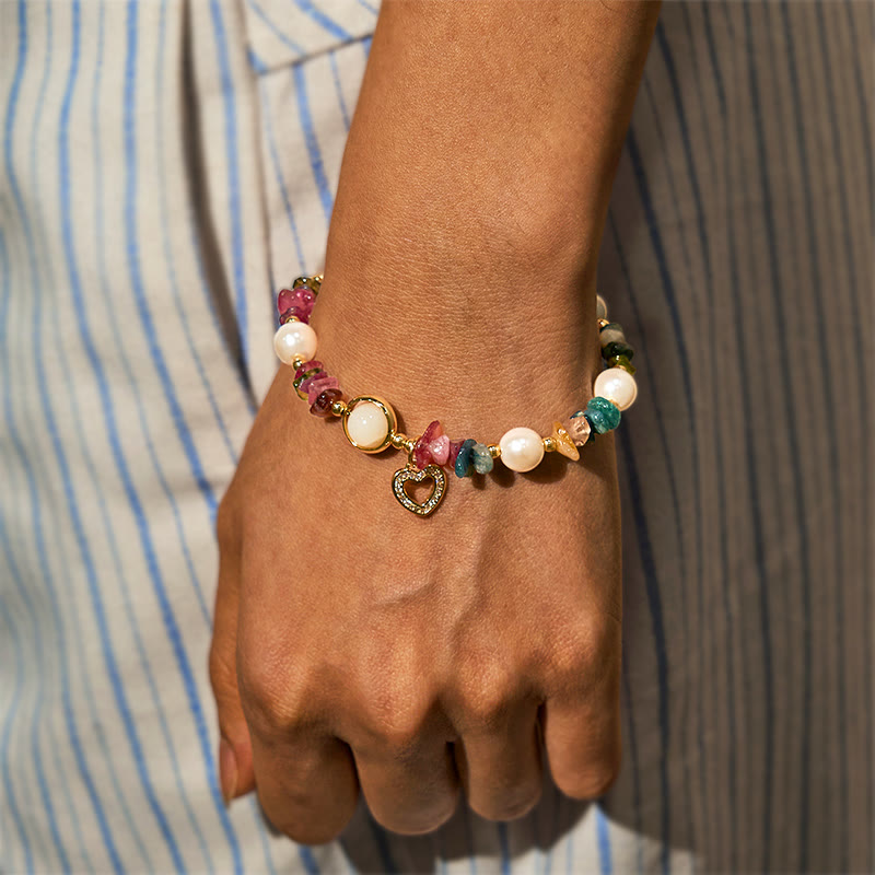 Olivenorma "Heart to Heart Bond" Tourmaline & Pearl Bracelet - image 6