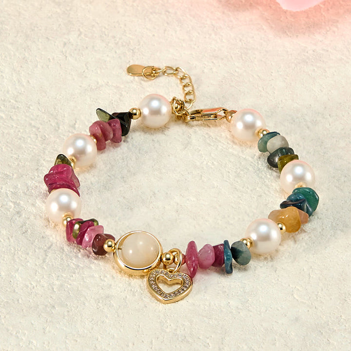 Olivenorma "Heart to Heart Bond" Tourmaline & Pearl Bracelet - image 2