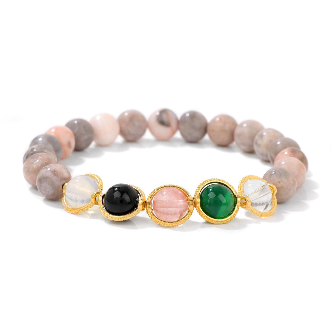 Olivenorma 8mm Pearl Garnet Gemstone Beaded Bracelet - Pink Zebra Jasper - image 12