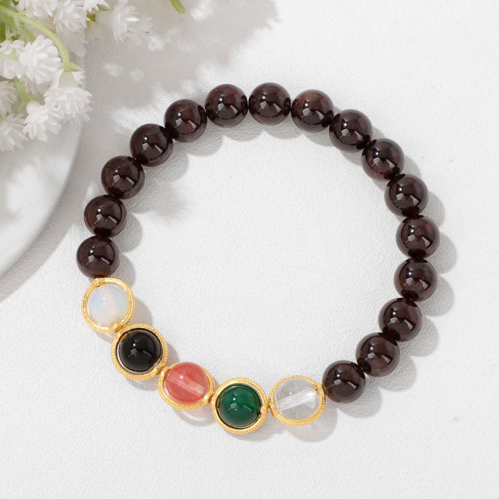Olivenorma 8mm Pearl Garnet Gemstone Beaded Bracelet - image 14