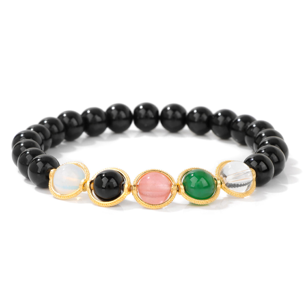 Olivenorma 8mm Pearl Garnet Gemstone Beaded Bracelet - Obsidian - image 9