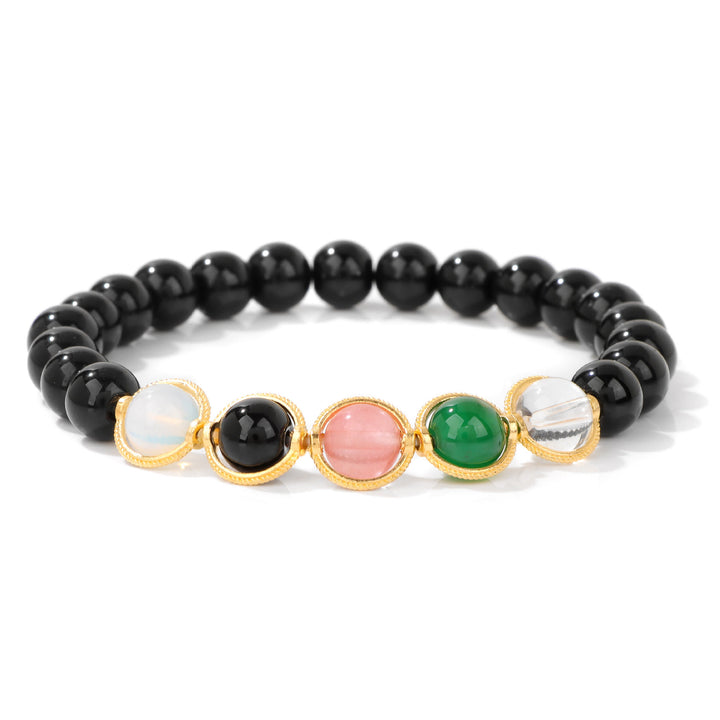 Olivenorma 8mm Pearl Garnet Gemstone Beaded Bracelet - Obsidian - image 9