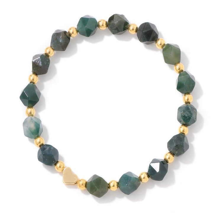 Olivenorma 8mm Facted Gemstone Heart Beaded Bracelet - image 5