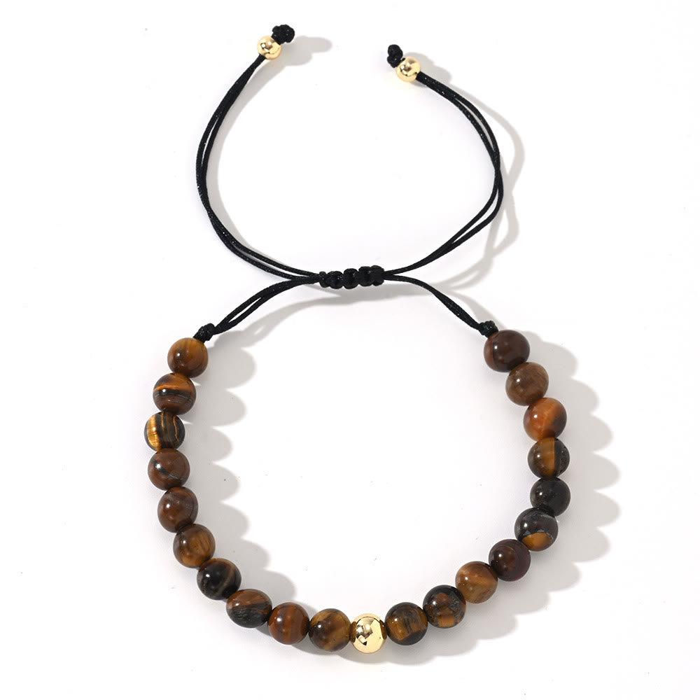 Olivenorma Natural Crystal Adjustable Beaded Braided Bracelet - Tiger Eye - image 1