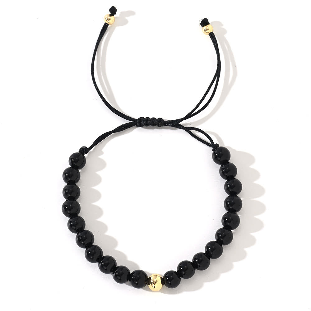 Olivenorma Natural Crystal Adjustable Beaded Braided Bracelet - Obsidian - image 7