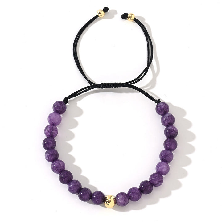 Olivenorma Natural Crystal Adjustable Beaded Braided Bracelet - Amethyst - image 3