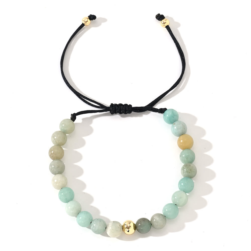 Olivenorma Natural Crystal Adjustable Beaded Braided Bracelet - Amazonite - image 13