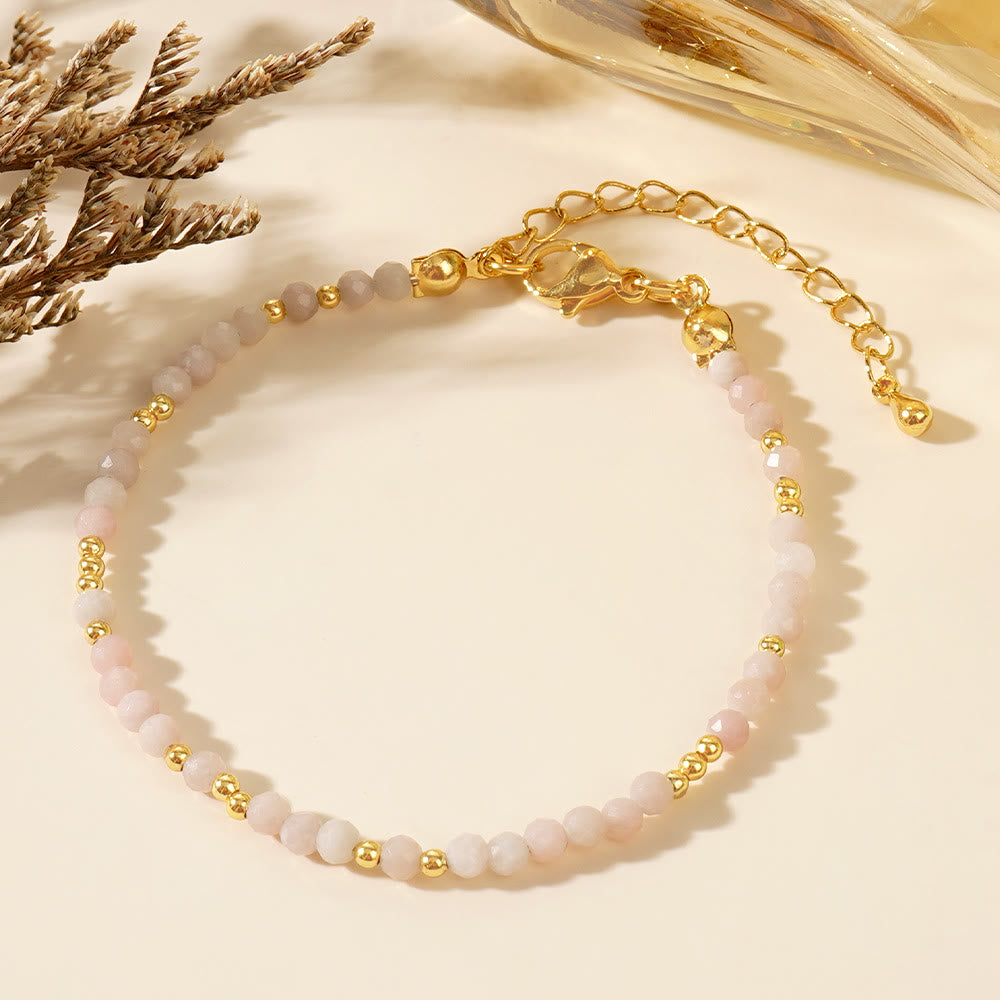 Olivenorma Mini Facted Beads Natural Gemstone Adjustable Bracelet - Rose Quartz - image 21