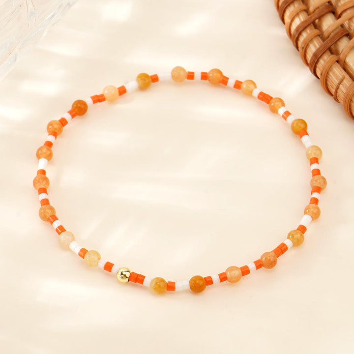 Olivenorma Mini Beads Gemstone Stretch Elastic Bracelet - Sun Stone - image 5