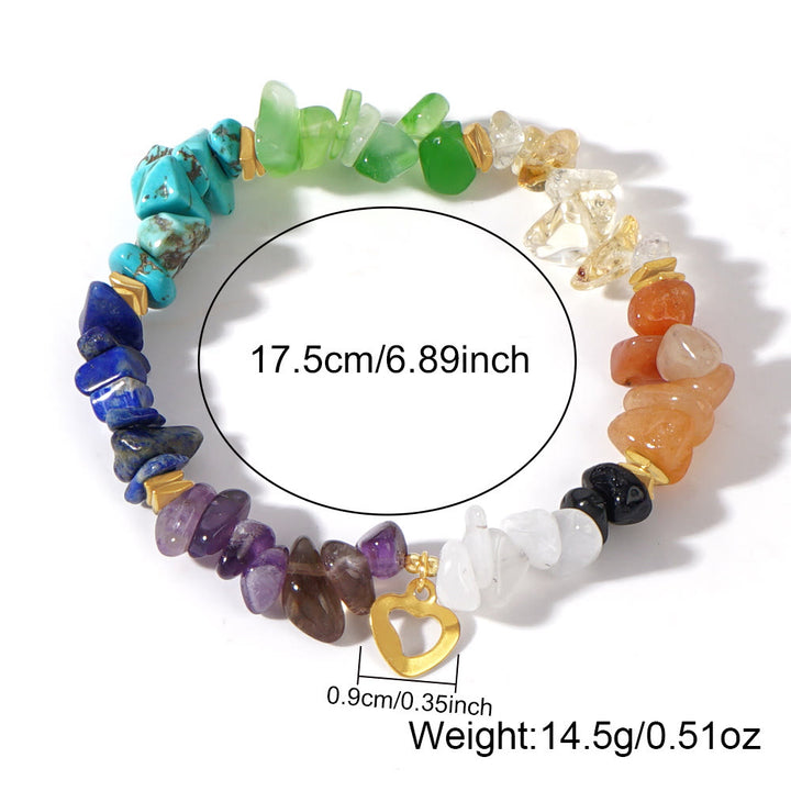 Olivenorma Healing Crystal Rainbow Gravel Cross Stretch Bracelet - image 4