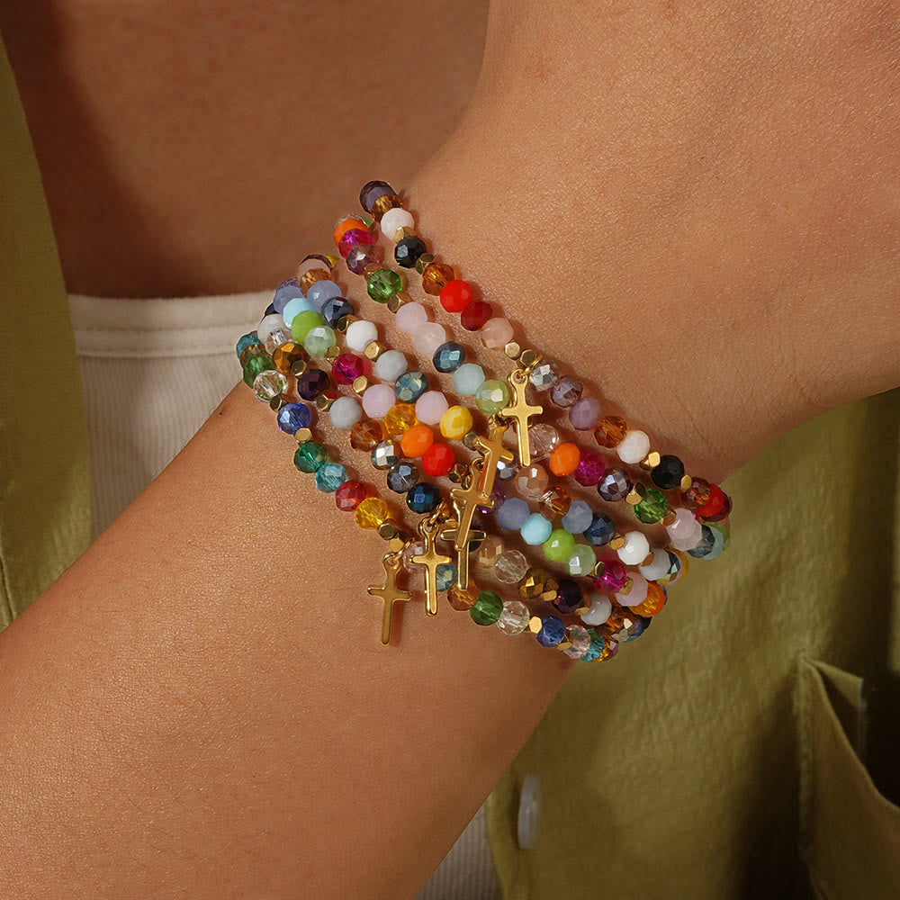 Olivenorma GOD BLESS YOU Mini Beaded Gemstone Stretch Bracelet - image 0