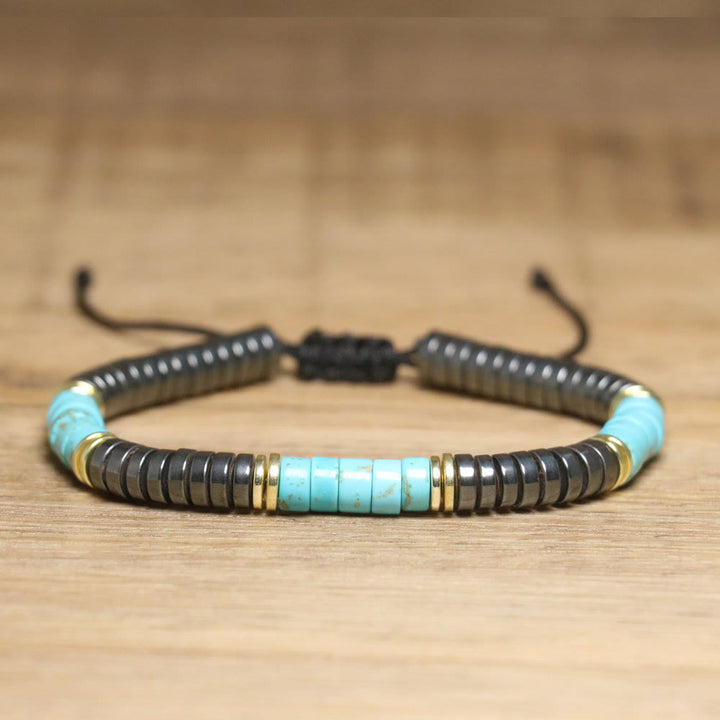 Olivenorma Nautral Crystal Adjustable Beaded Braided Bracelet - Turquoise + Hematite - image 12