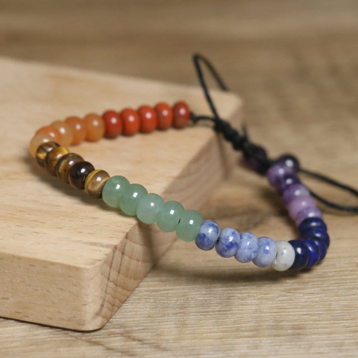 Olivenorma Natural Crystal Chakra Stone Adjustable Braided Bracelet - image 1