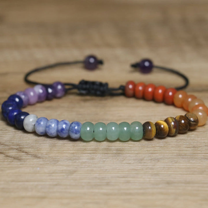 Olivenorma Natural Crystal Chakra Stone Adjustable Braided Bracelet - Chakra Stone - image 0