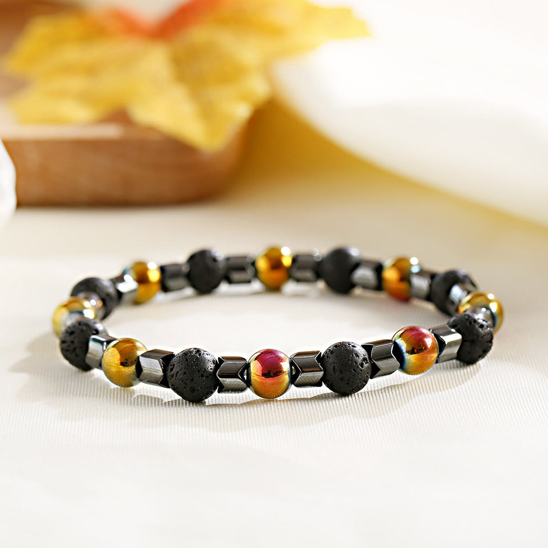 Olivenorma 8mm Lava Stone Hematite Stretch Beaded Bracelet - image 9
