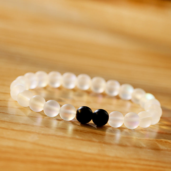 Olivenorma Moonstone Black Onyx Besties Stretch Beaded Bracelet - image 2