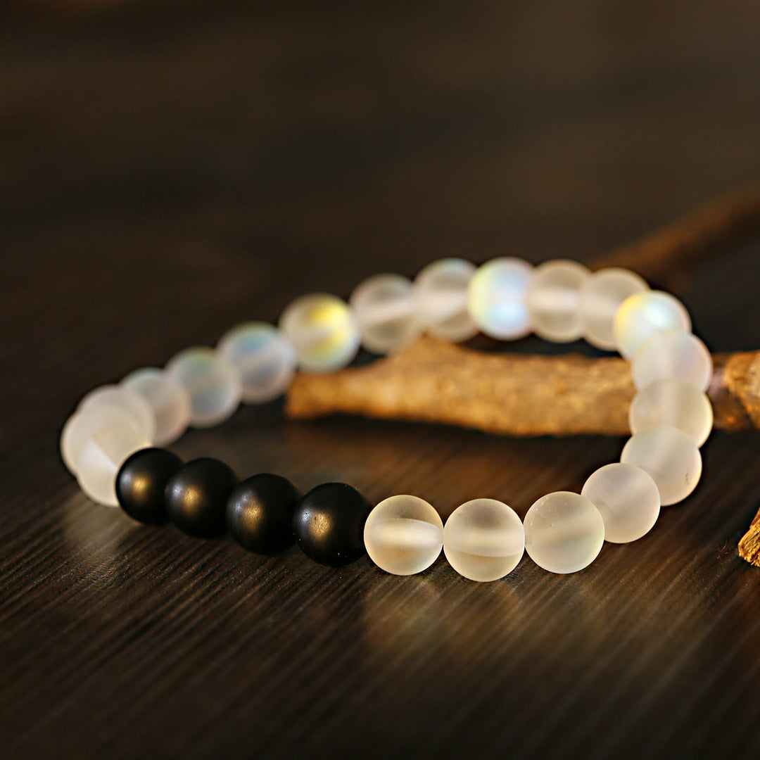 Olivenorma Moonstone Black Onyx Besties Stretch Beaded Bracelet - image 5