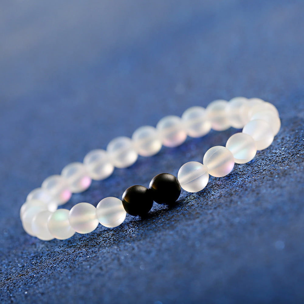 Olivenorma Moonstone Black Onyx Besties Stretch Beaded Bracelet - image 1