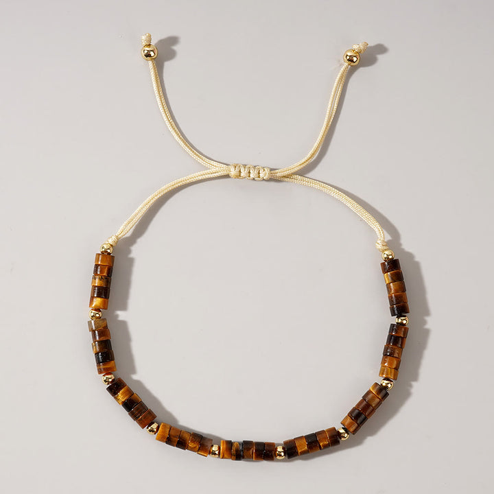 Olivenorma 3mm Mini Gems Natural Crystal Adjustable Beaded Bracelet - Tiger Eye - image 7