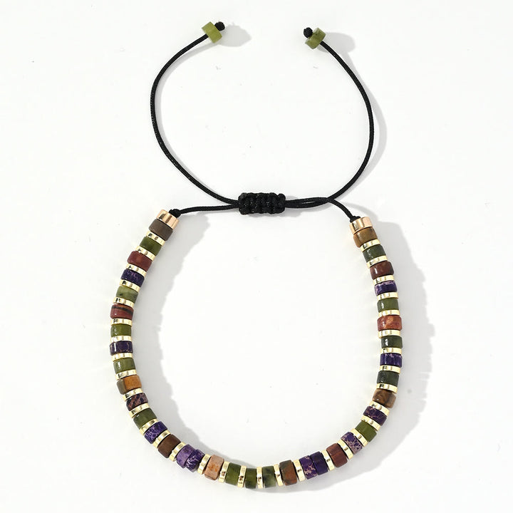 Olivenorma Mini Beaded Hematite Gemstone Trendy Beaded Bracelet - Purple Emperor Stone+Green Jade+Hematite - image 8