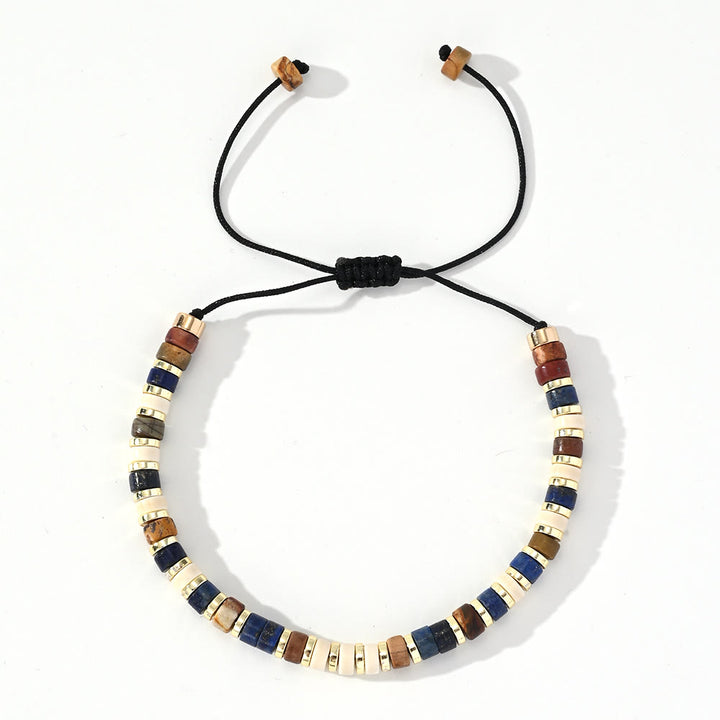 Olivenorma Mini Beaded Hematite Gemstone Trendy Beaded Bracelet - Lapis Lazuli+White Jade+Hematite - image 1