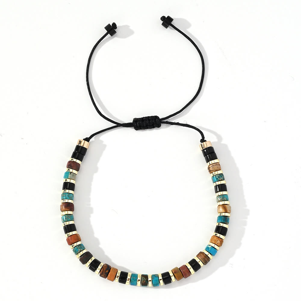 Olivenorma Mini Beaded Hematite Gemstone Trendy Beaded Bracelet - Turquoise+Obsidian+Picture Jasper - image 13