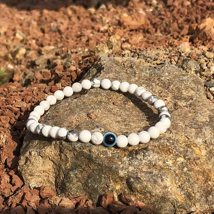 Olivenorma Round Natural Stone Evil Eye 6mm/8mm Beaded Bracelet - 8mm - Howlite - image 4