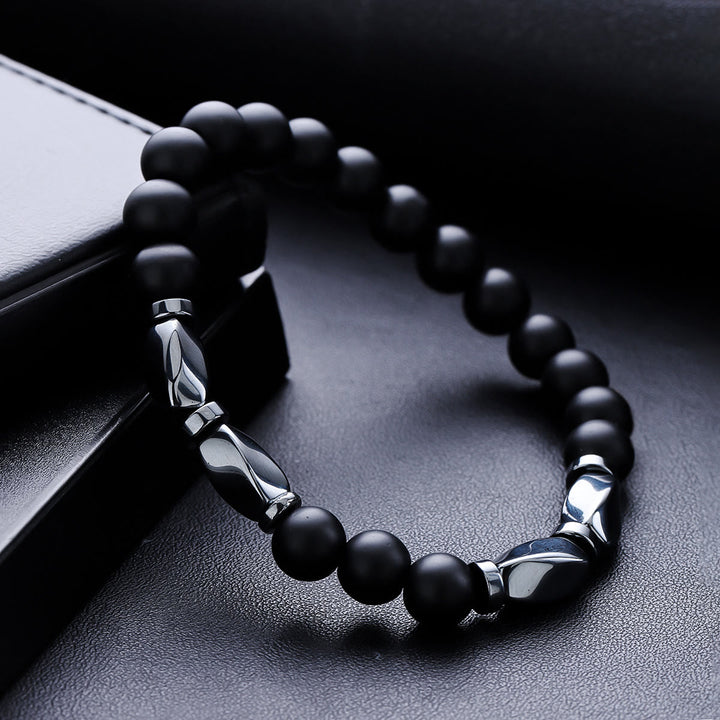 Olivenorma 2Pcs Mens Hematite Black Onyx Stretch Beaded Bracelet - image 3