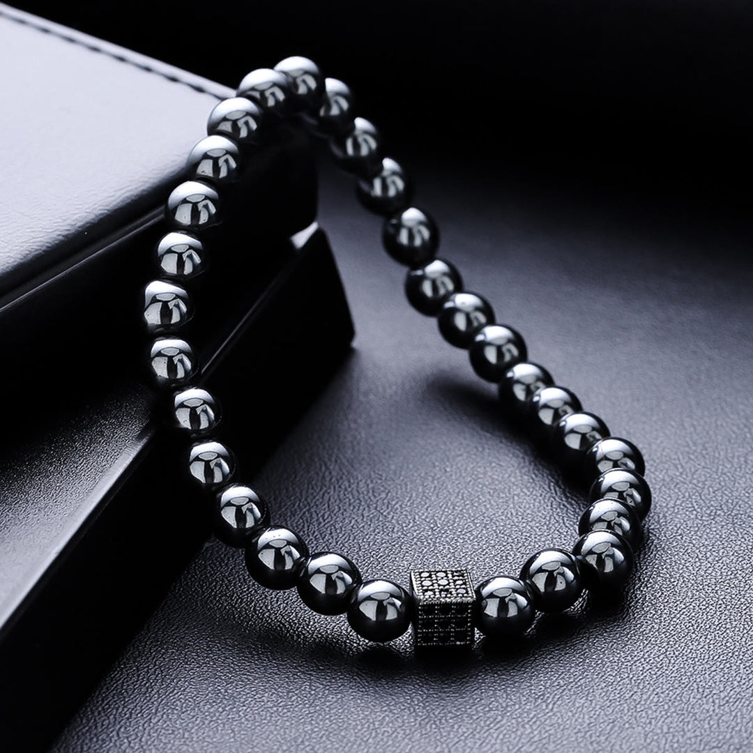 Olivenorma 2Pcs Mens Hematite Black Onyx Stretch Beaded Bracelet - image 4