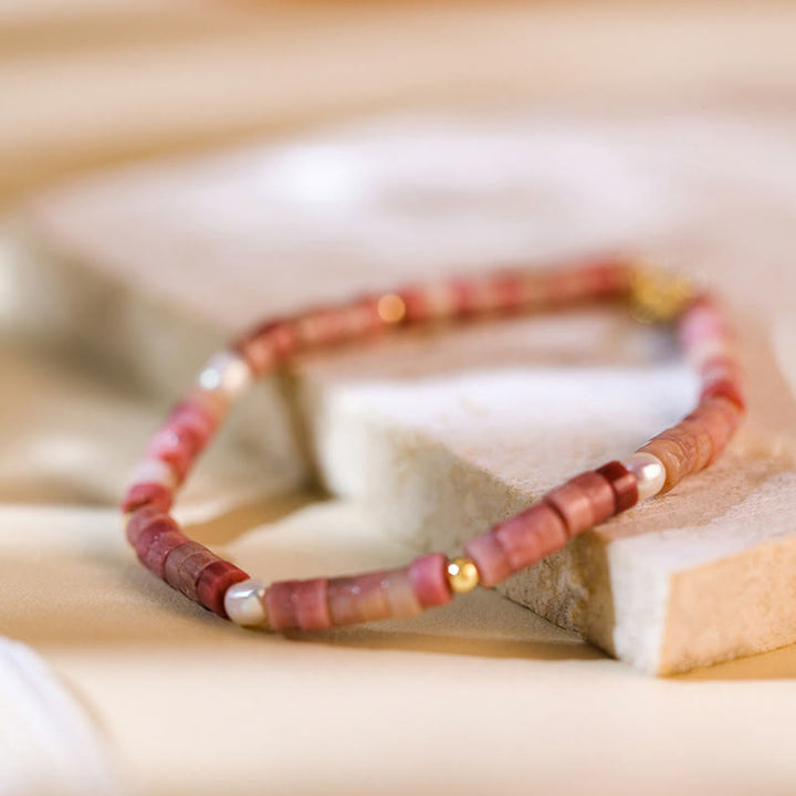 Olivenorma Natural Rhodochrosite Attract Love Beaded Bracelet - image 1