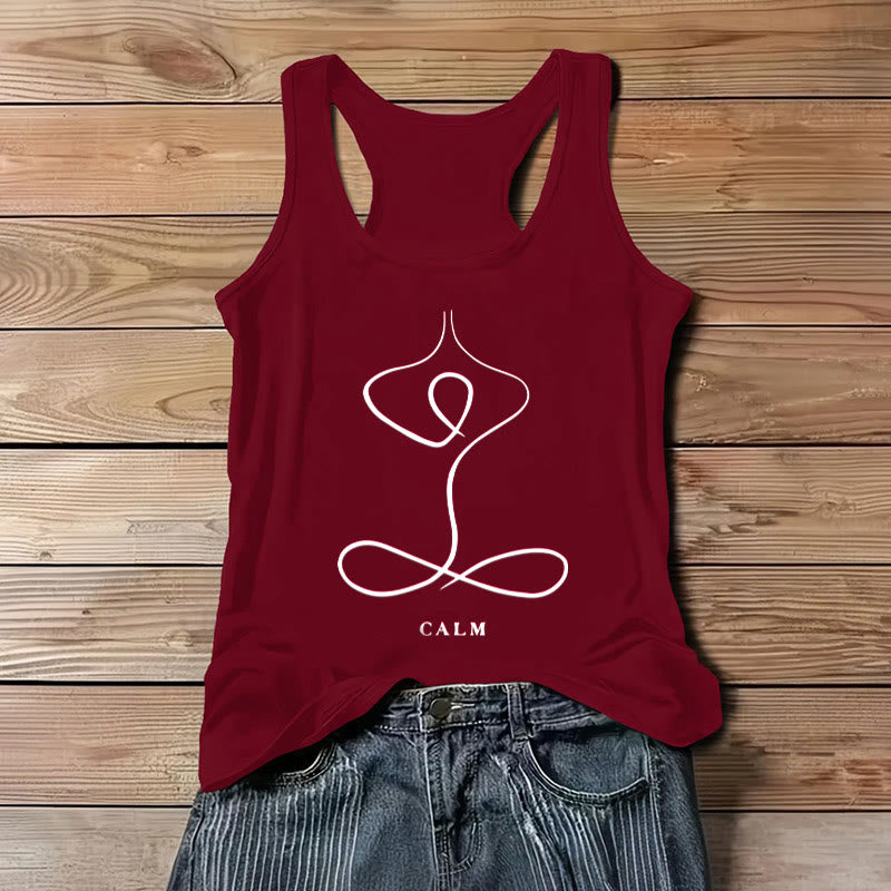Olivenorma "CALM" & "BREATH" Yoga Tee Spiritual Tank Top - CALM - Red - 3XL - image 8