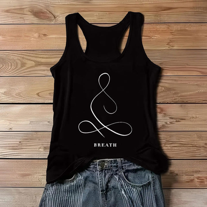 Olivenorma "CALM" & "BREATH" Yoga Tee Spiritual Tank Top - BREATH - Black - 3XL - image 14