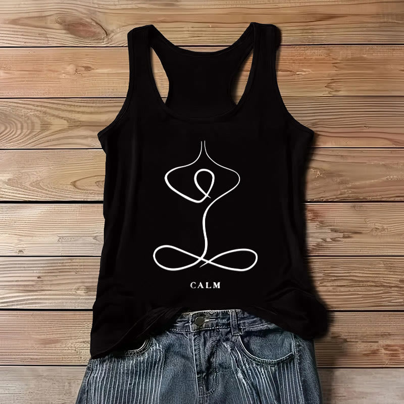 Olivenorma "CALM" & "BREATH" Yoga Tee Spiritual Tank Top - CALM - Black - 3XL - image 5