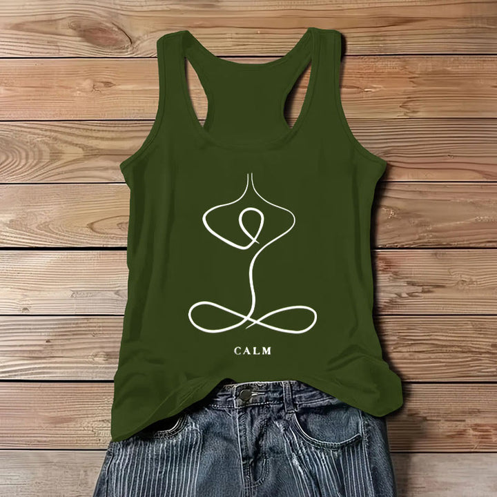 Olivenorma "CALM" & "BREATH" Yoga Tee Spiritual Tank Top - CALM - Green - 3XL - image 10