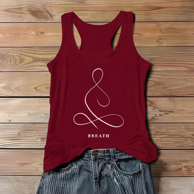 Olivenorma "CALM" & "BREATH" Yoga Tee Spiritual Tank Top - BREATH - Red - 3XL - image 18
