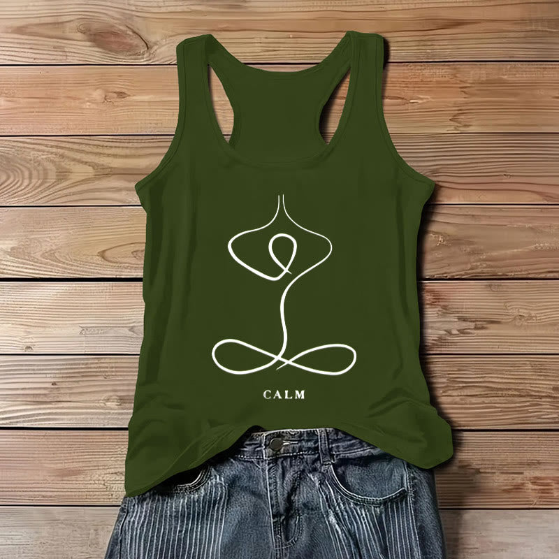 Olivenorma "CALM" & "BREATH" Yoga Tee Spiritual Tank Top - CALM - Green - 3XL - image 10