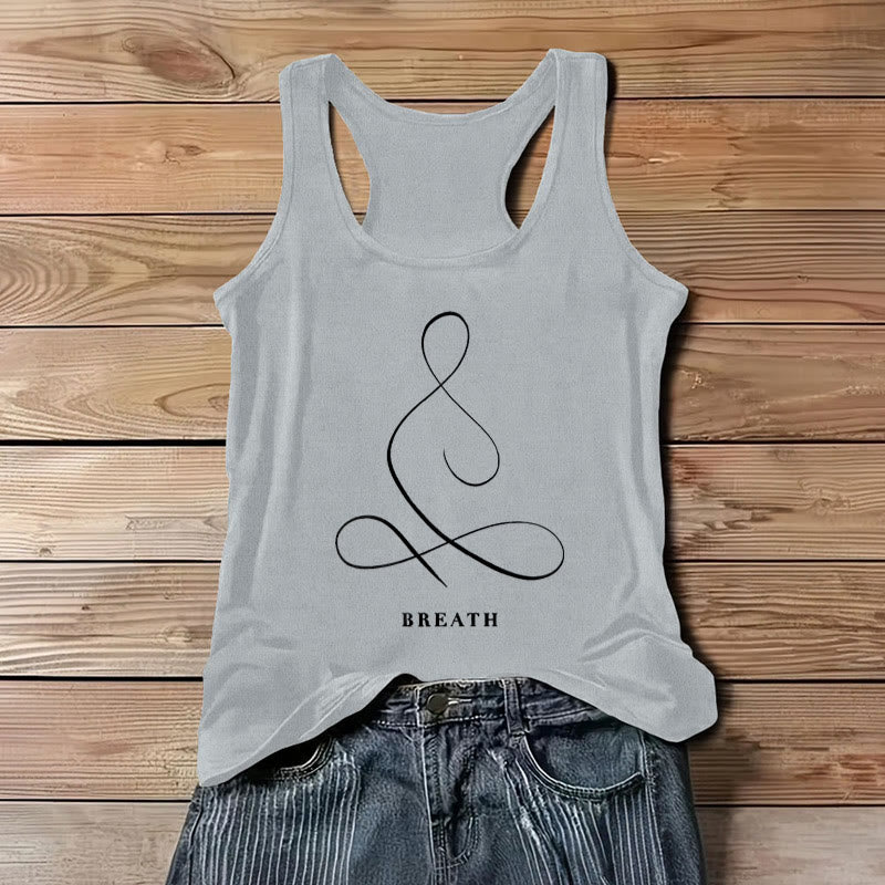 Olivenorma "CALM" & "BREATH" Yoga Tee Spiritual Tank Top - BREATH - Gray - 3XL - image 16