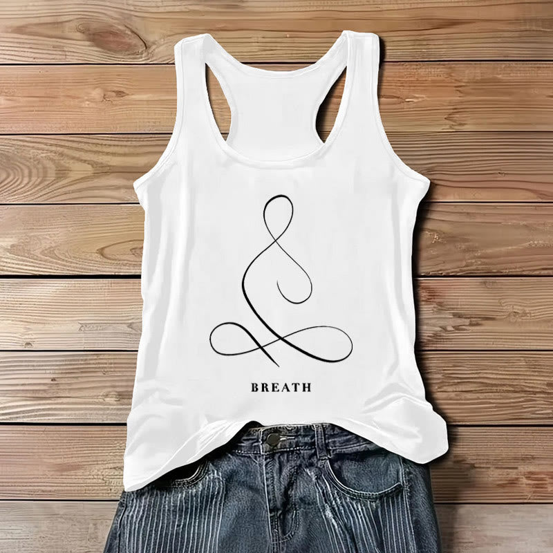 Olivenorma "CALM" & "BREATH" Yoga Tee Spiritual Tank Top - BREATH - White - 3XL - image 12
